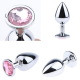 Maxbell Fashion Crystal Metal Backyard Plug Anal Sex Toy Vaginal Massager L Pink