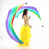 Belly Dance Silk Veil Poi Throw Balls Dancing Accessories Rainbow