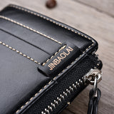 Men's Vintage Zipper PU Leather Wallet Credit Card Holder Coin Purse Black