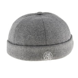 Mens Vintage Docker Hat Wool Felt Leon Beanie Cap Adjustable Light Gray