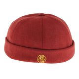 Mens Vintage Docker Hat Wool Felt Leon Beanie Cap Adjustable Red