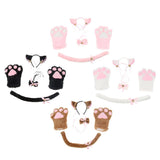 Maxbell Cat Cosplay Set Plush Gloves Kitten Ear Tail Collar Paws Party Costume Black - Aladdin Shoppers