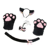 Maxbell Cat Cosplay Set Plush Gloves Kitten Ear Tail Collar Paws Party Costume Black - Aladdin Shoppers