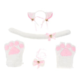 Maxbell Cat Cosplay Set Plush Gloves Kitten Ear Tail Collar Paws Party Costume White - Aladdin Shoppers