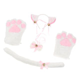 Maxbell Cat Cosplay Set Plush Gloves Kitten Ear Tail Collar Paws Party Costume White - Aladdin Shoppers