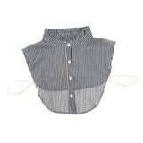 Stripes Detachable Dickey Collar Blouse Half Shirts False Collar Peter Pan Black