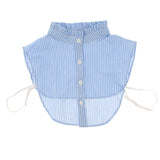 Stripes Detachable Dickey Collar Blouse Half Shirts False Collar Peter Pan Blue