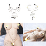 Maxbell Women Nipple Breast Clamps Metal Chain Clips Adults Flirt Silver with bells