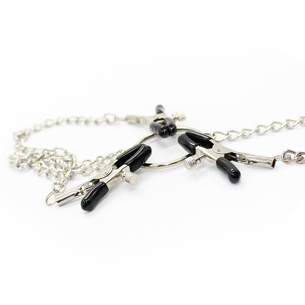 Maxbell Women Nipple Breast Clamps Metal Chain Clips Adults Flirt Silver