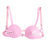Maxbell Punk PU Leather  Cup Bra Top Breast Harness Gothic Woman Costume Pink