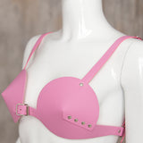 Maxbell Punk PU Leather  Cup Bra Top Breast Harness Gothic Woman Costume Pink