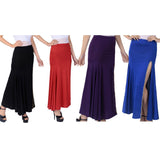 Women's Belly Dance One Side Slit Long Skirt Tight Hip Split Skirt Black