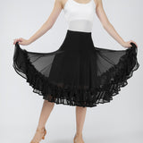 Max Flamenco Ballroom Waltz Dance Big Swing Skirt Tulle Modern Costume Black