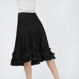 Max Flamenco Ballroom Waltz Dance Big Swing Skirt Tulle Modern Costume Black