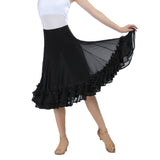 Max Flamenco Ballroom Waltz Dance Big Swing Skirt Tulle Modern Costume Black