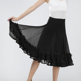 Max Flamenco Ballroom Waltz Dance Big Swing Skirt Tulle Modern Costume Black