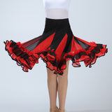 Max Flamenco Ballroom Waltz Dance Big Swing Skirt Tulle Modern Costume Red