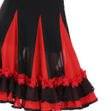 Max Flamenco Ballroom Waltz Dance Big Swing Skirt Tulle Modern Costume Red