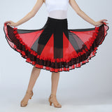 Max Flamenco Ballroom Waltz Dance Big Swing Skirt Tulle Modern Costume Red