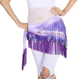 Belly Dance Tassel Triangle Shawl Belt Chain Costume Hip Scarf Sequin Purple