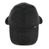 Men's Winter Warm Woolen Peaked Baseball Cap Hat with Earmuffs Dark Grey