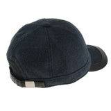 Men's Winter Warm Woolen Peaked Baseball Cap Hat with Earmuffs Metal Buckle Dark Blue