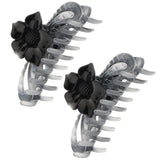 Max 2Pcs Women's Large Flower Hair Claw Clip Strong Hold Hair Claw Clamps Gray