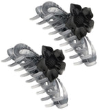 Max 2Pcs Women's Large Flower Hair Claw Clip Strong Hold Hair Claw Clamps Gray