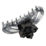 Max 2Pcs Women's Large Flower Hair Claw Clip Strong Hold Hair Claw Clamps Gray
