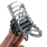 Max 2Pcs Women's Large Flower Hair Claw Clip Strong Hold Hair Claw Clamps Gray