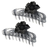 Max 2Pcs Women's Large Flower Hair Claw Clip Strong Hold Hair Claw Clamps Gray