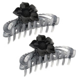 Max 2Pcs Women's Large Flower Hair Claw Clip Strong Hold Hair Claw Clamps Gray