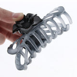 Max 2Pcs Women's Large Flower Hair Claw Clip Strong Hold Hair Claw Clamps Gray