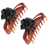 2Pcs Women's Large Flower Hair Claw Clip Strong Hold Hair Claw Clamps Coffee