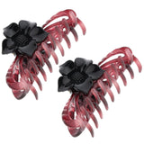 2Pcs Women's Large Flower Hair Claw Clip Strong Hold Hair Claw Clamps Red