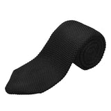 Men's Fashion Knitted Solid Necktie Casual Narrow Skinny Woven Tie Black