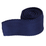 Vintage Smart Casual Mens Solid 2 Skinny Knit Tie For Groom Various Colors Dark Blue