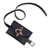 Max Womens PU Leather Belt Fanny Pack with Removable Waist Pouch Black