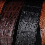 Men Leather Automatic Waist Strap Belt Slide Waistband without Buckle Black