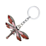 Crystal Butterfly Key Chain Rhinestone Pendant Key Ring for Purse Red