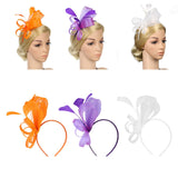Max Lady Flower Fascinator Hat 1920s Gatsby Bridal Headband Cocktail Party Orange