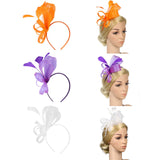 Max Lady Flower Fascinator Hat 1920s Gatsby Bridal Headband Cocktail Party Orange