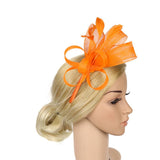 Max Lady Flower Fascinator Hat 1920s Gatsby Bridal Headband Cocktail Party Orange