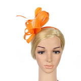 Max Lady Flower Fascinator Hat 1920s Gatsby Bridal Headband Cocktail Party Orange