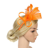 Max Lady Flower Fascinator Hat 1920s Gatsby Bridal Headband Cocktail Party Orange