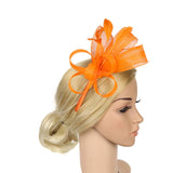 Max Lady Flower Fascinator Hat 1920s Gatsby Bridal Headband Cocktail Party Orange