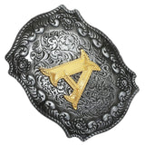 Western Cowboy Golden Initial Letter A-Z Metal Belt Buckle Men's Accessory A