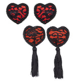 Maxbell Sexy Heart Lace Tassel Pasties Adhesive Nipper Cover Breast Sticker Bra 01