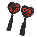 Maxbell Sexy Heart Lace Tassel Pasties Adhesive Nipper Cover Breast Sticker Bra 01