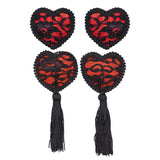 Maxbell Sexy Heart Lace Tassel Pasties Adhesive Nipper Cover Breast Sticker Bra 01